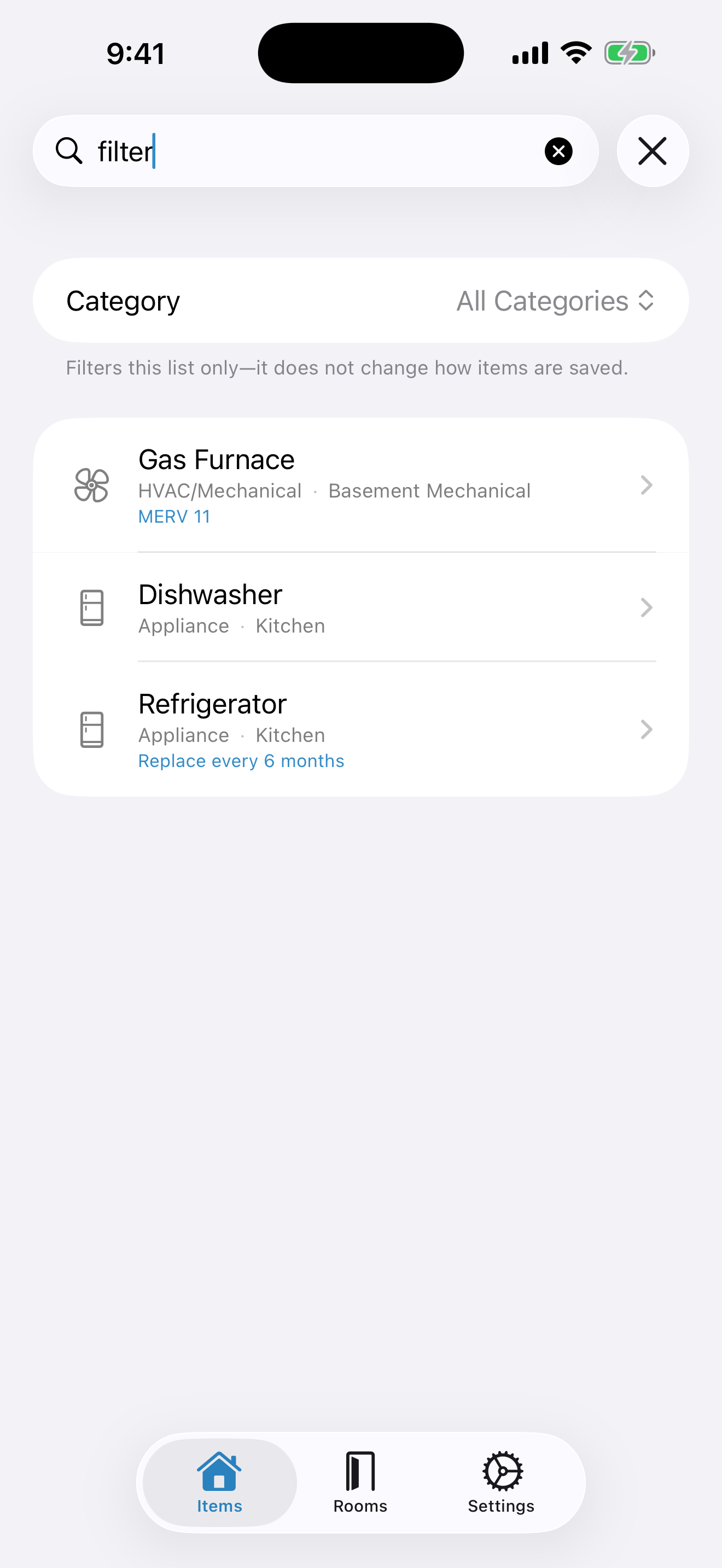 Search bar with query