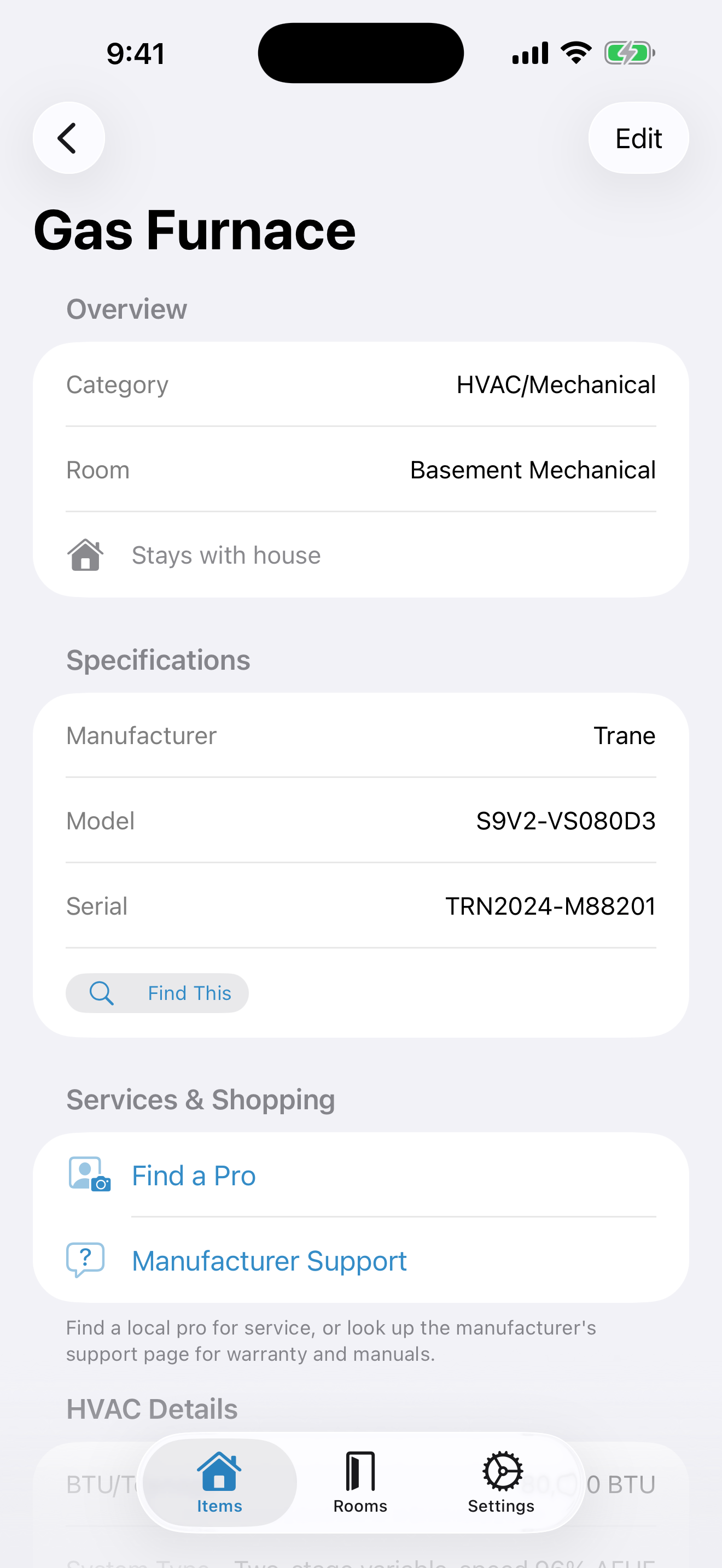 Item detail from search